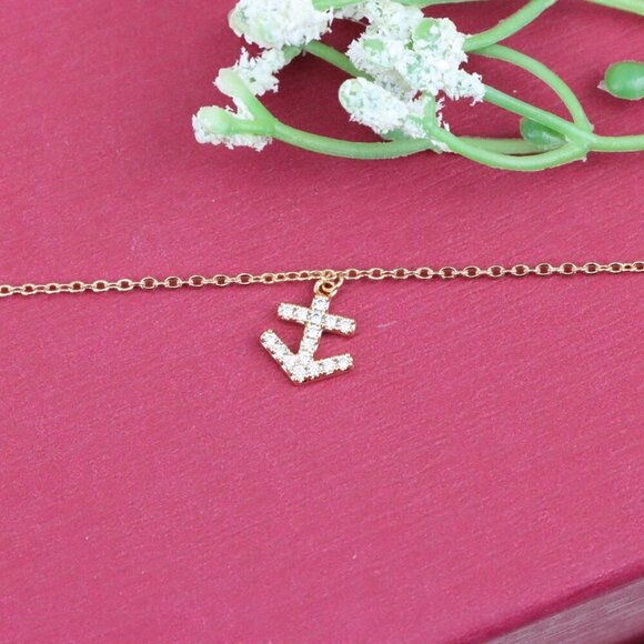 "Rose Gold Chain Bracelet with Anchor & Travel Charms for Women, XPBL0854 - Picture 3 of 13